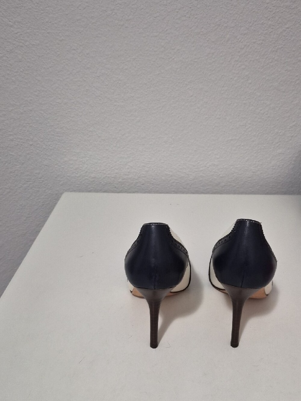 Lauren Ralph Lauren Black and Cream Pointed Brogue Pumps - Picture 3 of 5